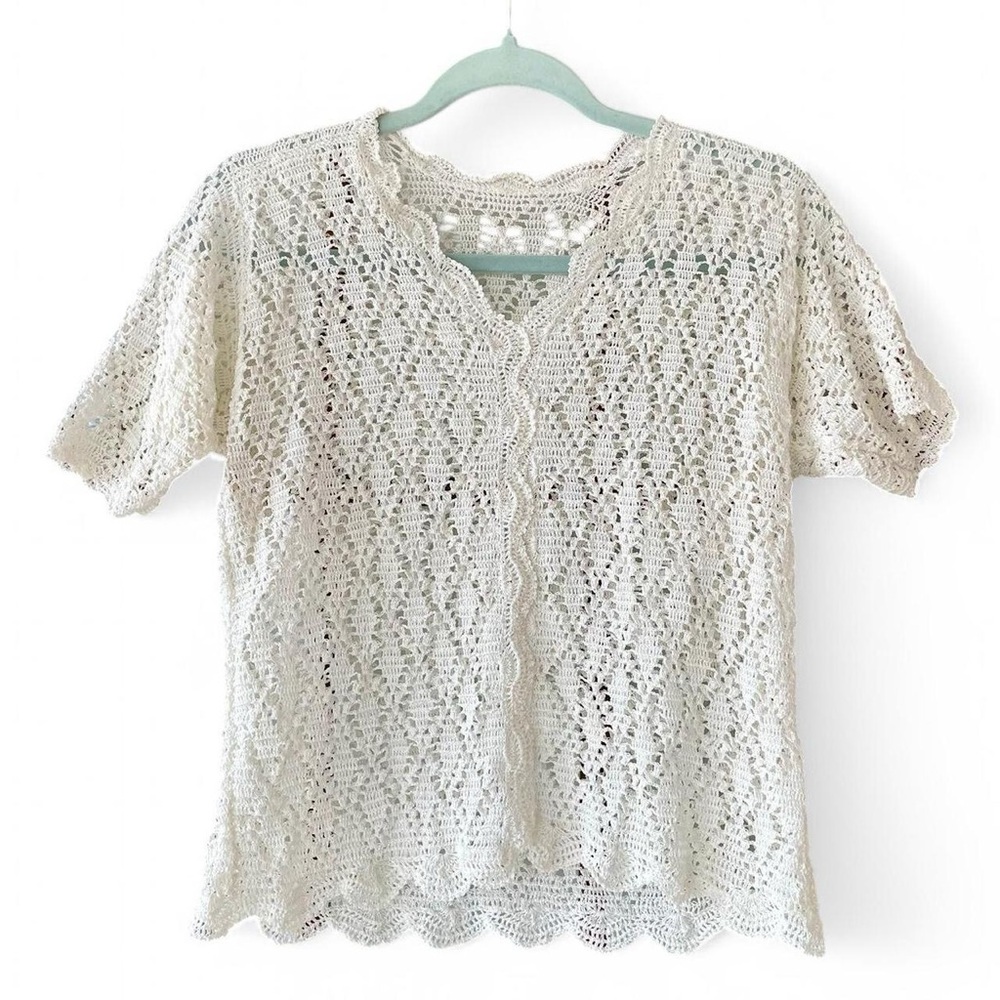 Vintage Cream Crochet Top